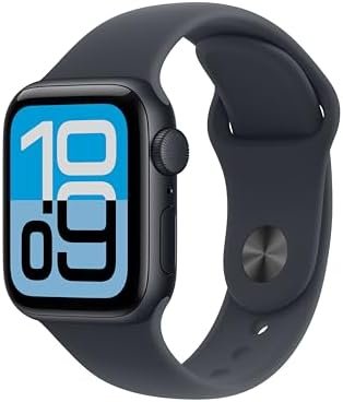 Apple Watch SE 3 [GPS 40mm] Smartwatch with Midnight Aluminum Case with Midnight Sport Band – S/M. Fitness and Sleep Trackers, Heart Rate Monitor, Always-On Display, Water Resistant