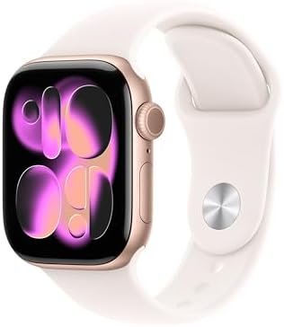 Apple Watch Series 11 [GPS + Cellular 42mm] Smartwatch with Rose Gold Aluminum Case w Light Blush Sport Band – S/M. Sleep Score, Fitness Tracker, Health Monitoring, Always-On Display, Water Resistant