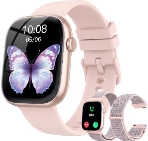 Smart Watch for Women, Bluetooth Answer/Make Calls, 1.83″HD Screen, 2 Bands | IP67 Waterproof Fitness Tracker, Heart Rate/Sleep Monitor, DIY Dial, Multi-Sport Modes Pedometer, Smartwatch for iOS/Android