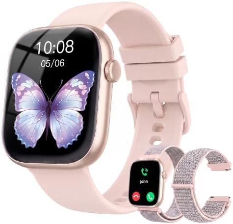 Smart Watch for Women, Bluetooth Answer/Make Calls, 1.83″HD Screen, 2 Bands | IP67 Waterproof Fitness Tracker, Heart Rate/Sleep Monitor, DIY Dial, Multi-Sport Modes Pedometer, Smartwatch for iOS/Android