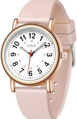 CIVO Nurse Watches for Women Men: Analog Waterproof Watch with Second Hand | Easy Read Dial, 12/24 Hour Military Time, Nursing, Gifts for Medical Student Nurses Doctors Ladies
